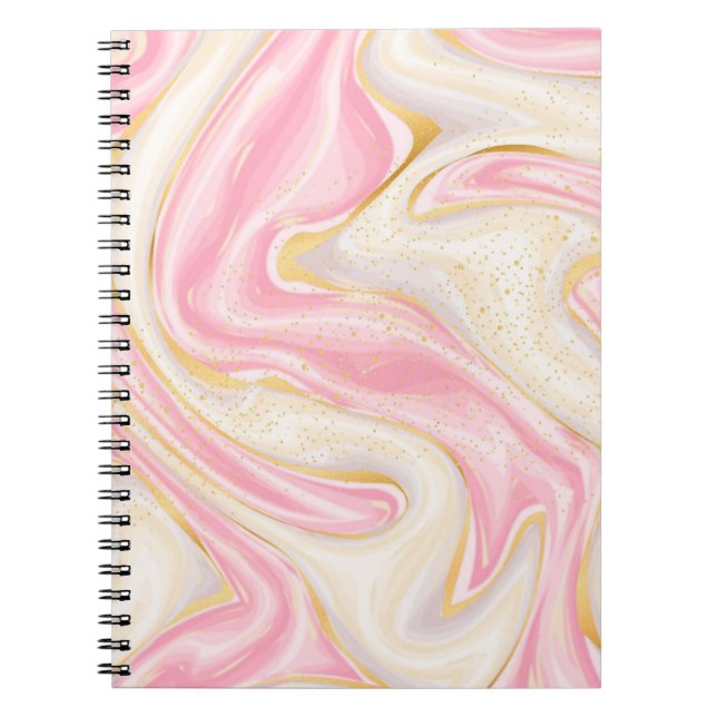 Cuaderno Mármol rosa y Purpurinoso dorado (Frente)