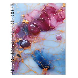 Cuaderno Mármol Rosa y Zafiro con Vetas de Oro