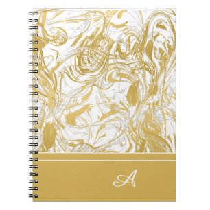 Cuaderno Mármol simple Monograma oro Mármol blanco