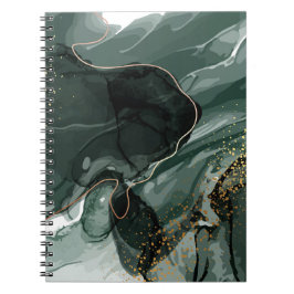 Cuaderno Mármol verde esmeralda y oro, fondo de mármol