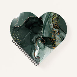 Cuaderno Mármol verde esmeralda y oro, fondo de mármol