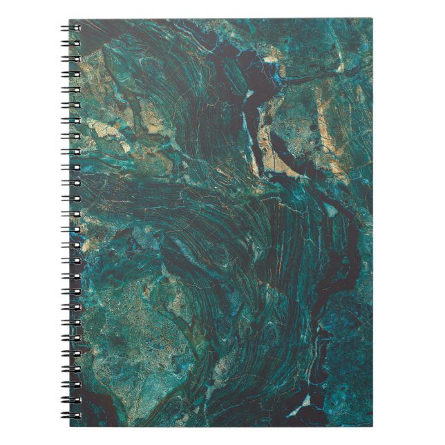 Cuaderno Mármol verde oscuro: textura lujosa. (Frente)