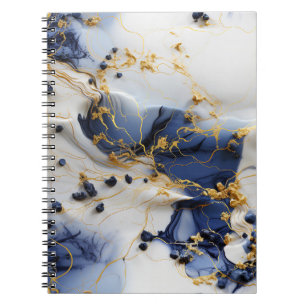 Cuaderno Mármol Zafiro de Medianoche con Hilos de Oro