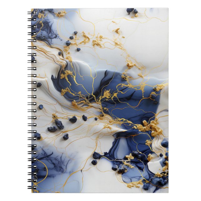 Cuaderno Mármol Zafiro de Medianoche con Hilos de Oro (Frente)
