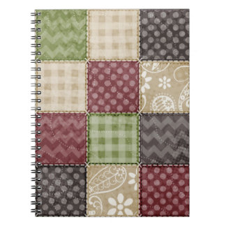 Cuaderno Maroon, Brown, Tan y Green Quilt Look