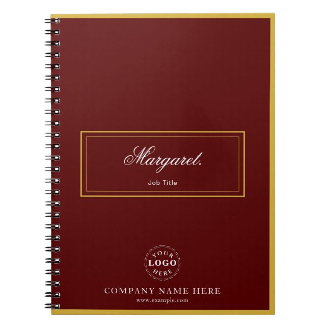 Cuaderno Maroon Custom Spiral Notebook with Name & Logo (Frente)