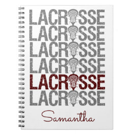 Cuaderno Maroon Distressed Lacrosse Word
