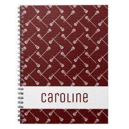 Cuaderno Maroon Lacrosse White Sticks Patterned