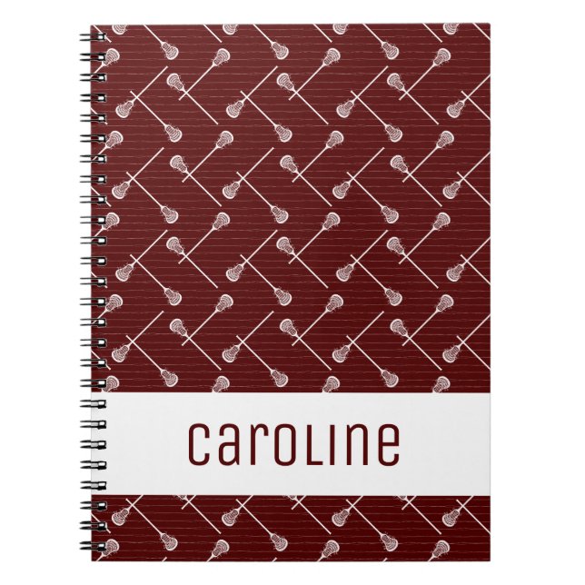 Cuaderno Maroon Lacrosse White Sticks Patterned (Frente)