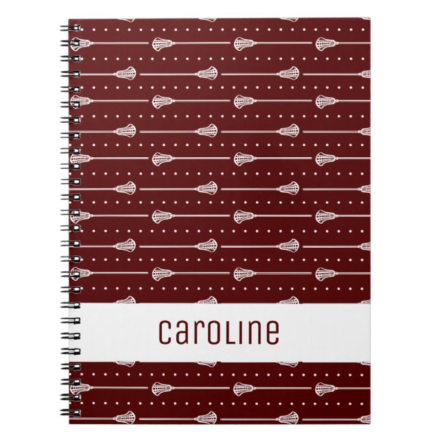 Cuaderno Maroon White Sticks y líneas punteadas (Frente)