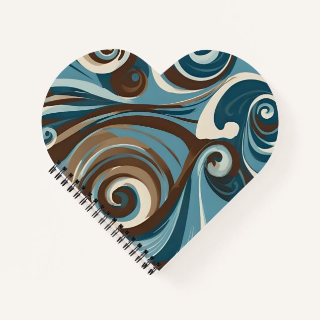 Cuaderno Marrón, Azul y Crema Abstracto (Anverso)