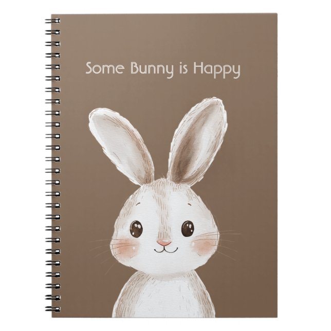 Cuaderno Marrón Blanco Algún Conejo está Feliz (Frente)