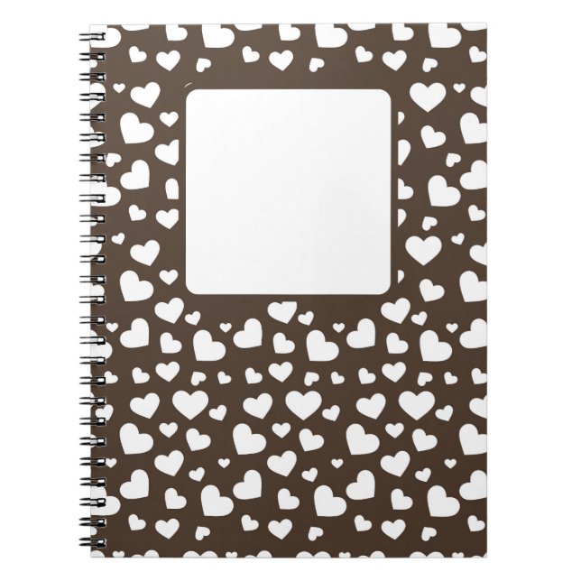 CUADERNO MARRÓN CON CORAZONES DE AMOR DE LA VALENTINA BLANC (Frente)