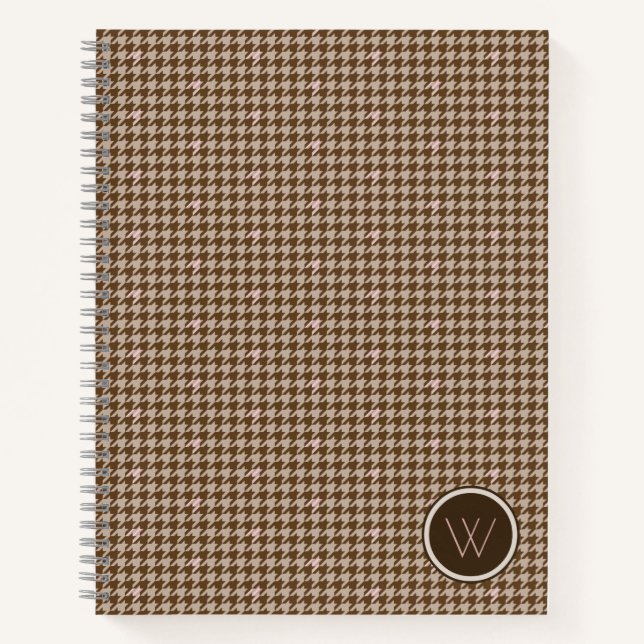 Cuaderno Marrón con portátil con acento dorado Rosa (Anverso)