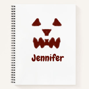 Cuaderno Marrón Halloween cara temible otoño añadir nombre