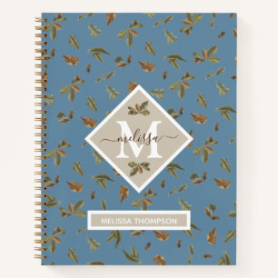 Cuaderno Marrón ruidoso y azul turbulento deja monogramado