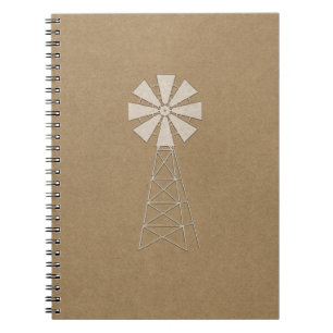 Cuaderno Marrón Rústico Kraft Molino de Viento Campo Modern