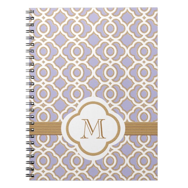 Cuaderno Marroquí con monograma de la lavanda y del oro (Frente)