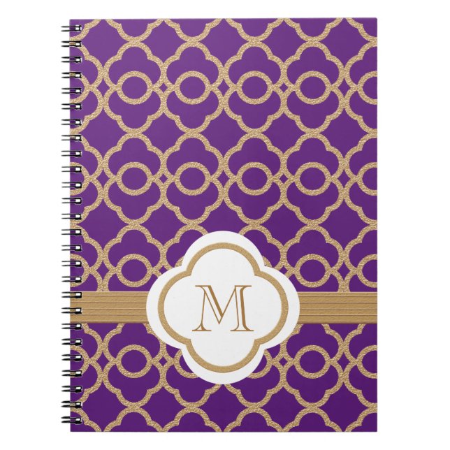 Cuaderno Marroquí Monogramado Morado y Oro (Frente)