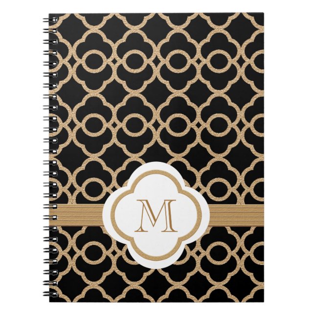 Cuaderno Marroquí Monogramado Negro y Oro (Frente)