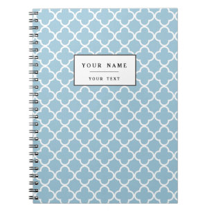 Cuaderno Marroquí Patt de Quatrefoil del azul y del blanco
