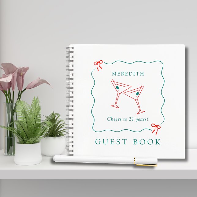 Cuaderno Martini Cheers 21st Birthday Fiesta Guestbook (Martini Cheers to 21 Years Birthday Party Guesbook/Notebook)