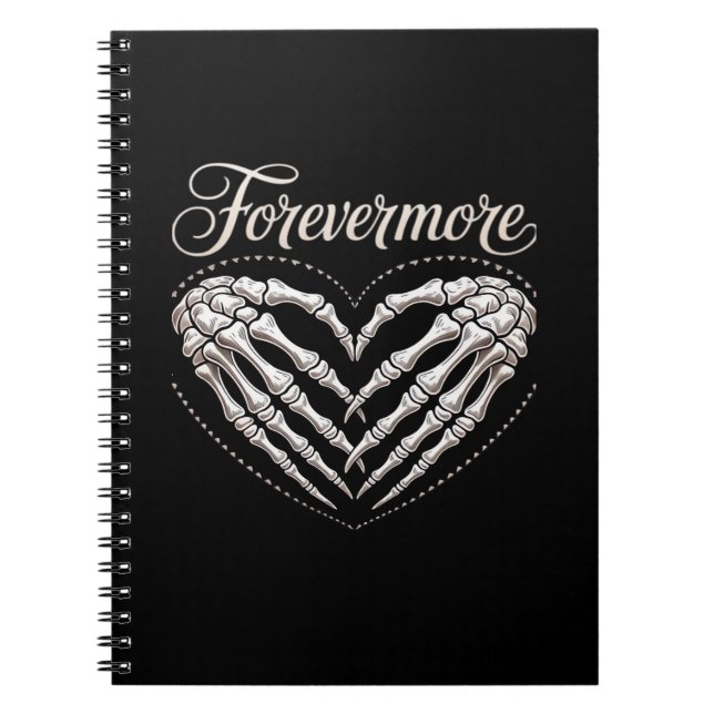 Cuaderno Más esqueleto Manos Corazón Halloween Gótico (Frente)