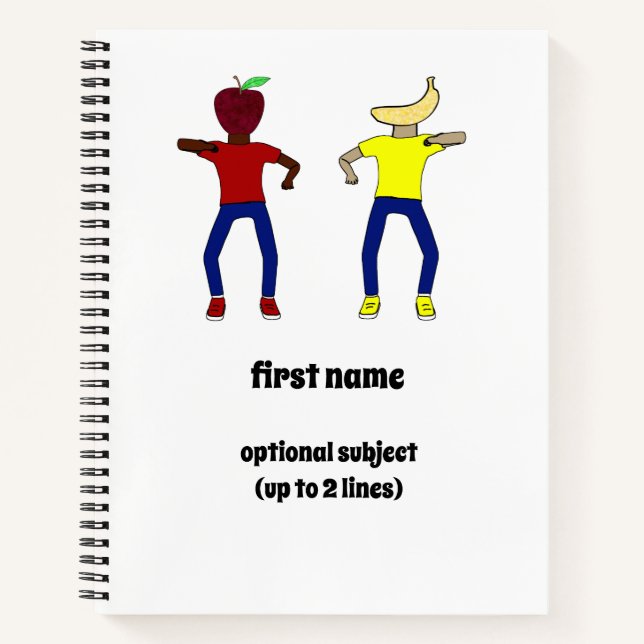 Cuaderno Más manzanas y plátanos en espiral personalizada b (Anverso)