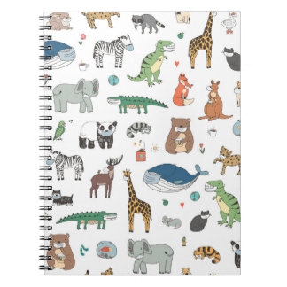 Cuaderno Máscara animal infantil, patrón de virus.
