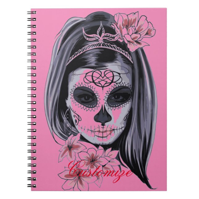 Cuaderno Máscara de carnaval bonito cráneo de mujer Thunder (Frente)