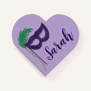 Cuaderno Máscara de drama morado rompe un regalo nocturno d