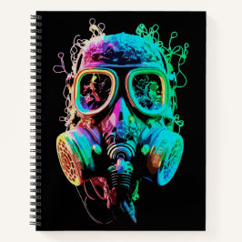 Cuaderno Máscara de Gas de Neón: Arte de Caos Vibrante
