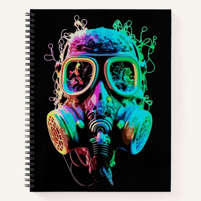 Cuaderno Máscara de gas neón: arte del caos vibrante (Anverso)