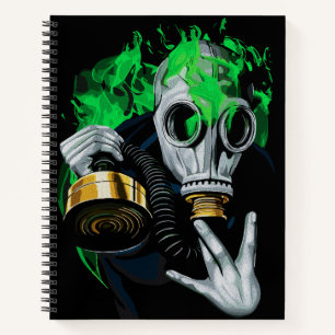 Cuaderno Máscara de gas tóxico: Llamas de neón