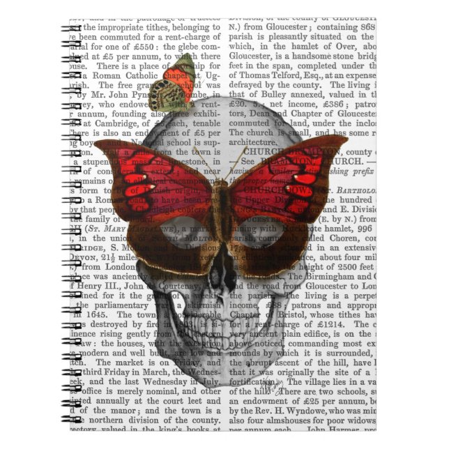 Cuaderno Máscara de mariposa rosa Skull (Frente)