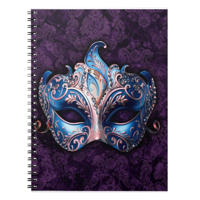 Cuaderno Máscara de Mascarada Azul Elegante (Frente)