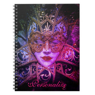 Cuaderno Máscara de mascarada Elegante rosa negro victorian