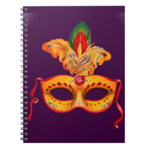 Cuaderno Máscara de máscaras moradas reales mardi gras