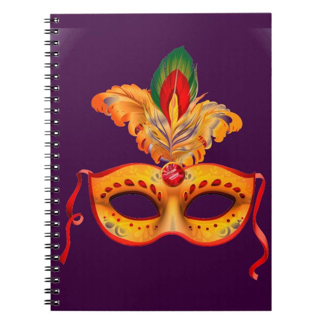 Cuaderno Máscara de máscaras moradas reales mardi gras (Frente)