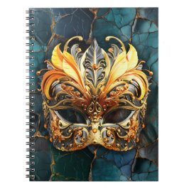 Cuaderno Máscara de oro sobre venas Verde azuladas fondo