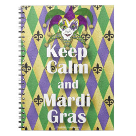 Cuaderno Máscara Jester mantener la calma y el Mardi Gras