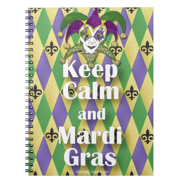 Cuaderno Máscara Jester mantener la calma y el Mardi Gras (Frente)