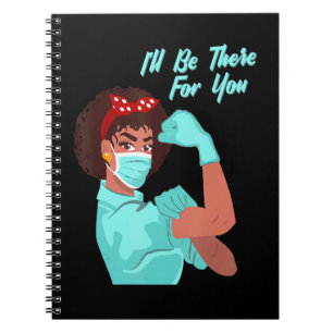 Cuaderno Máscara Médica Rosie de Enfermeras Mujeres Negras 
