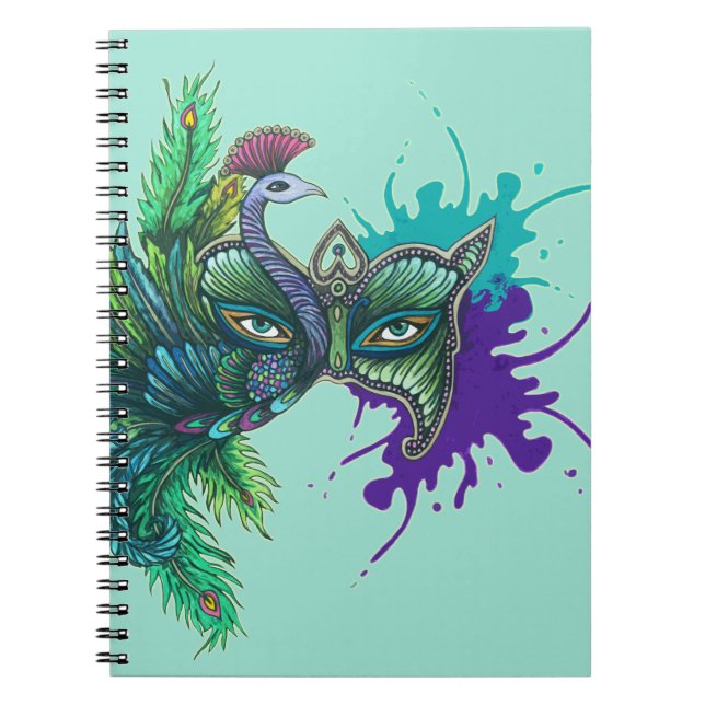 Cuaderno Máscara - pavo real (Frente)