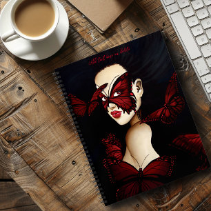 Cuaderno Máscara Roja de Mariposa Mujer Fantasía Gótica