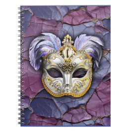 Cuaderno Máscara veneciana con plumas de lavanda