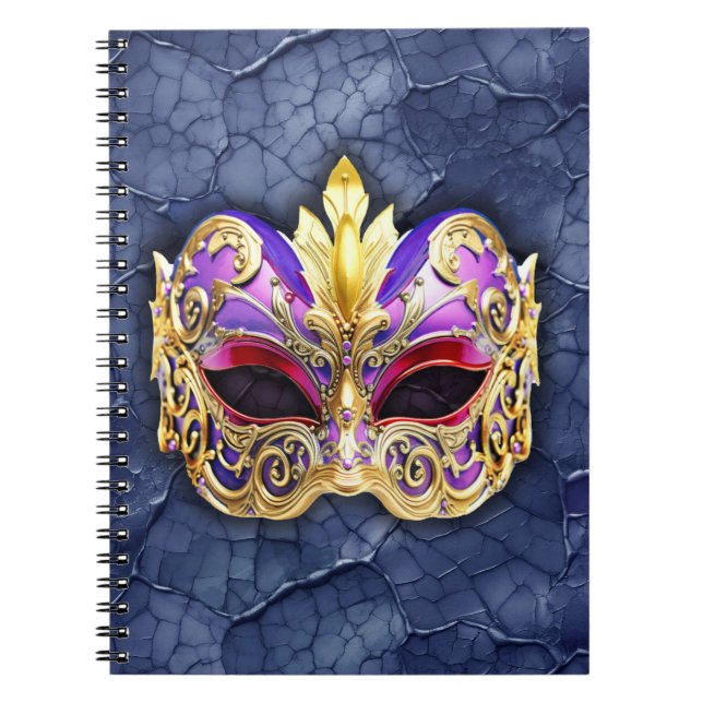 Cuaderno Máscara veneciana decorativa sobre la Marina negra (Frente)