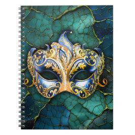 Cuaderno Máscara veneciana sobre fondo Verde azulado-azul