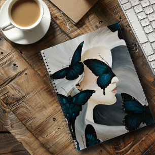 Cuaderno Mascarada de Mariposa Azul Fantasía Elegante