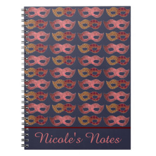 Cuaderno Máscaras de Burgundy Personalizadas con Patrón